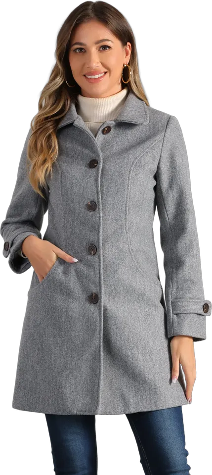 Turn-down collar A-line pea coat