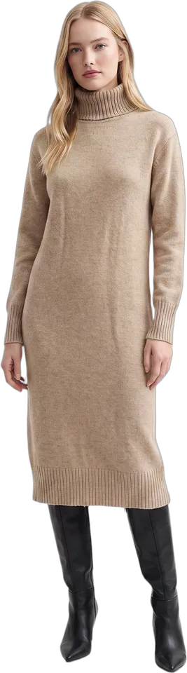 Turtleneck midi sweater dress