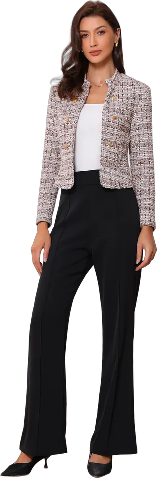 Tweed plaid cropped jacket