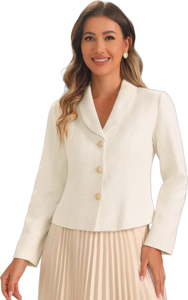 Tweed shawl collar cropped blazer