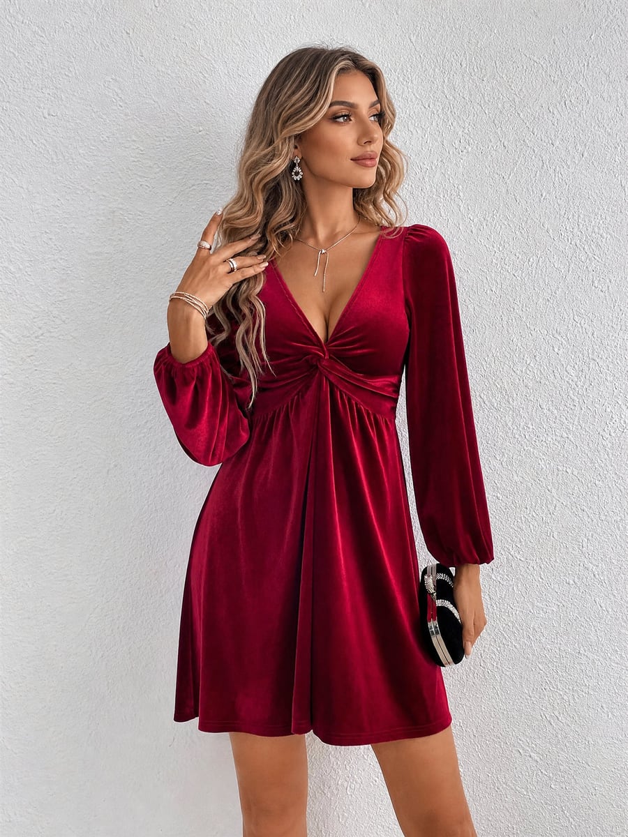Front view in burgundy