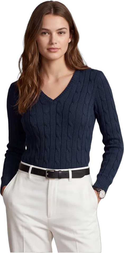 V-neck cable knit sweater