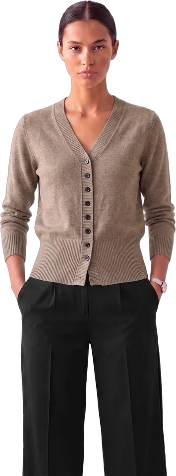 V-neck fitted button cardigan