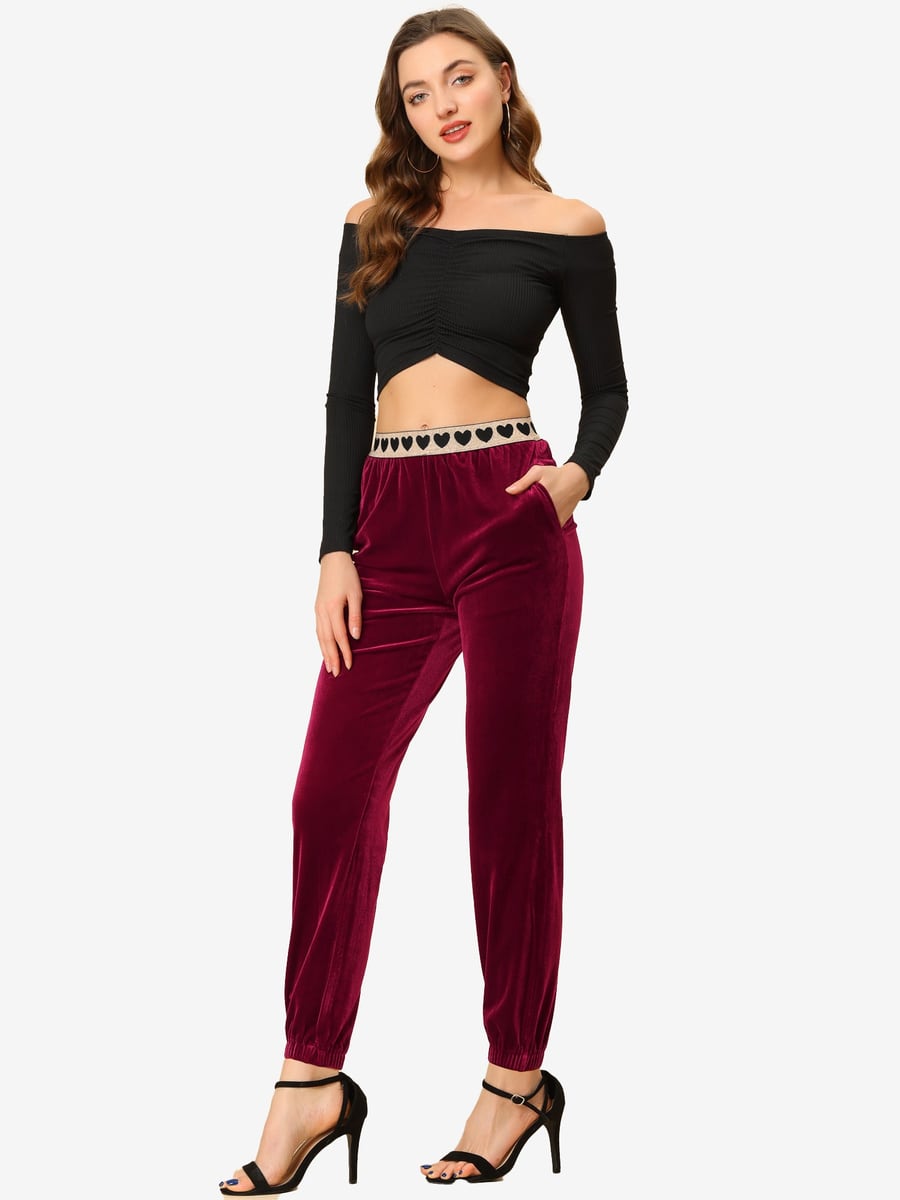 Front view in burgundy with a cropped top