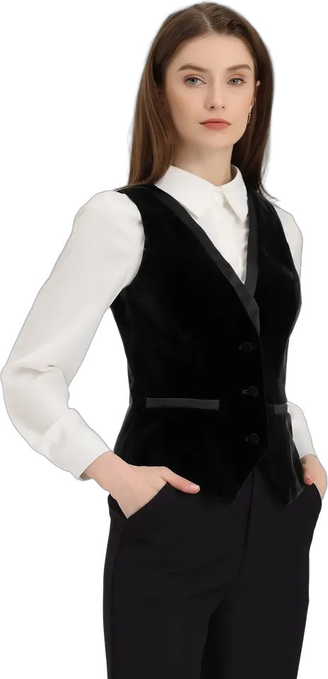 Velvet waistcoat with satin trim