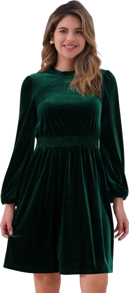 Velvet smocked waist dress