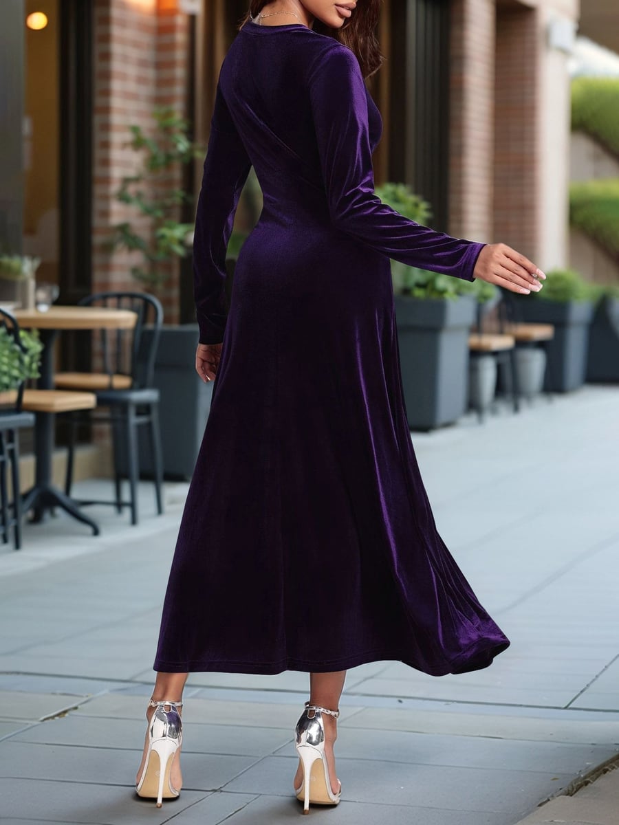 Purple, with the skirt in motion