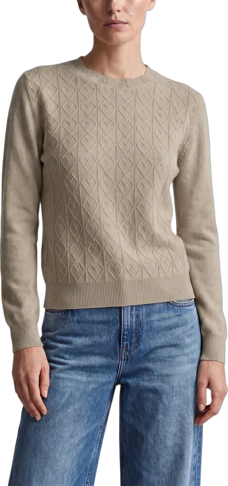 Wavy argyle knit crew neck sweater