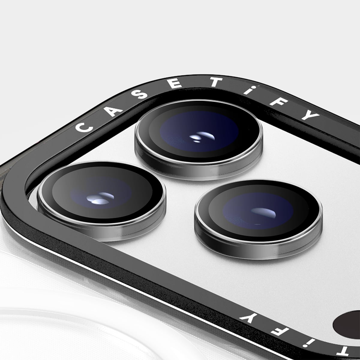 Close-up of the camera with lens protectors on