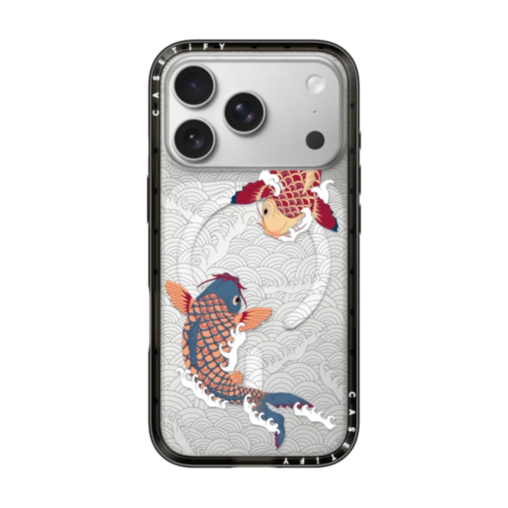 koi fish Japanese tattoo style transparent pattern, front