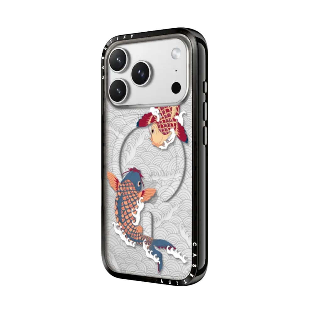 koi fish Japanese tattoo style transparent pattern, angled
