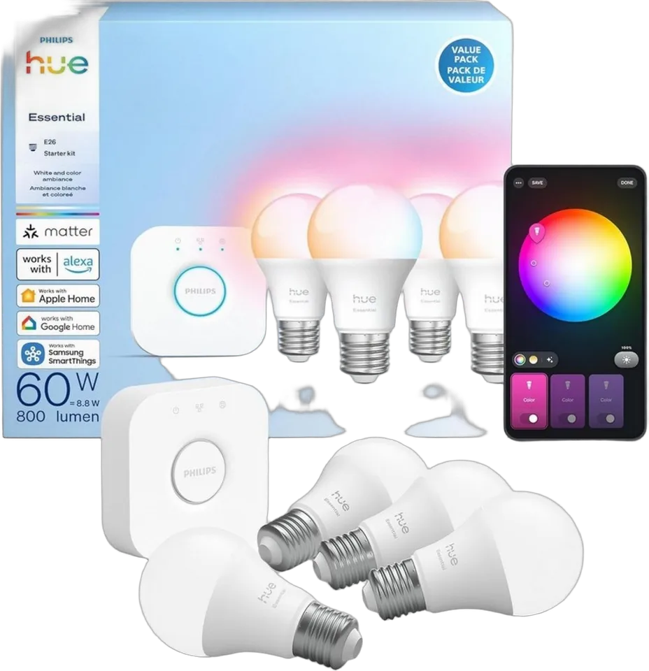 Kit de inicio Hue Essential (Bridge + 4 bombillas E26)