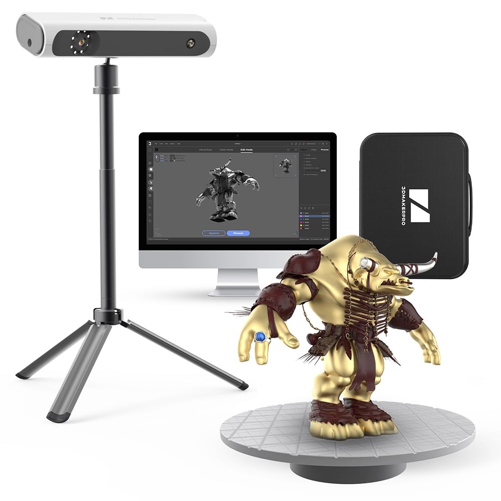 Scanning a figure on the tripod and turntable