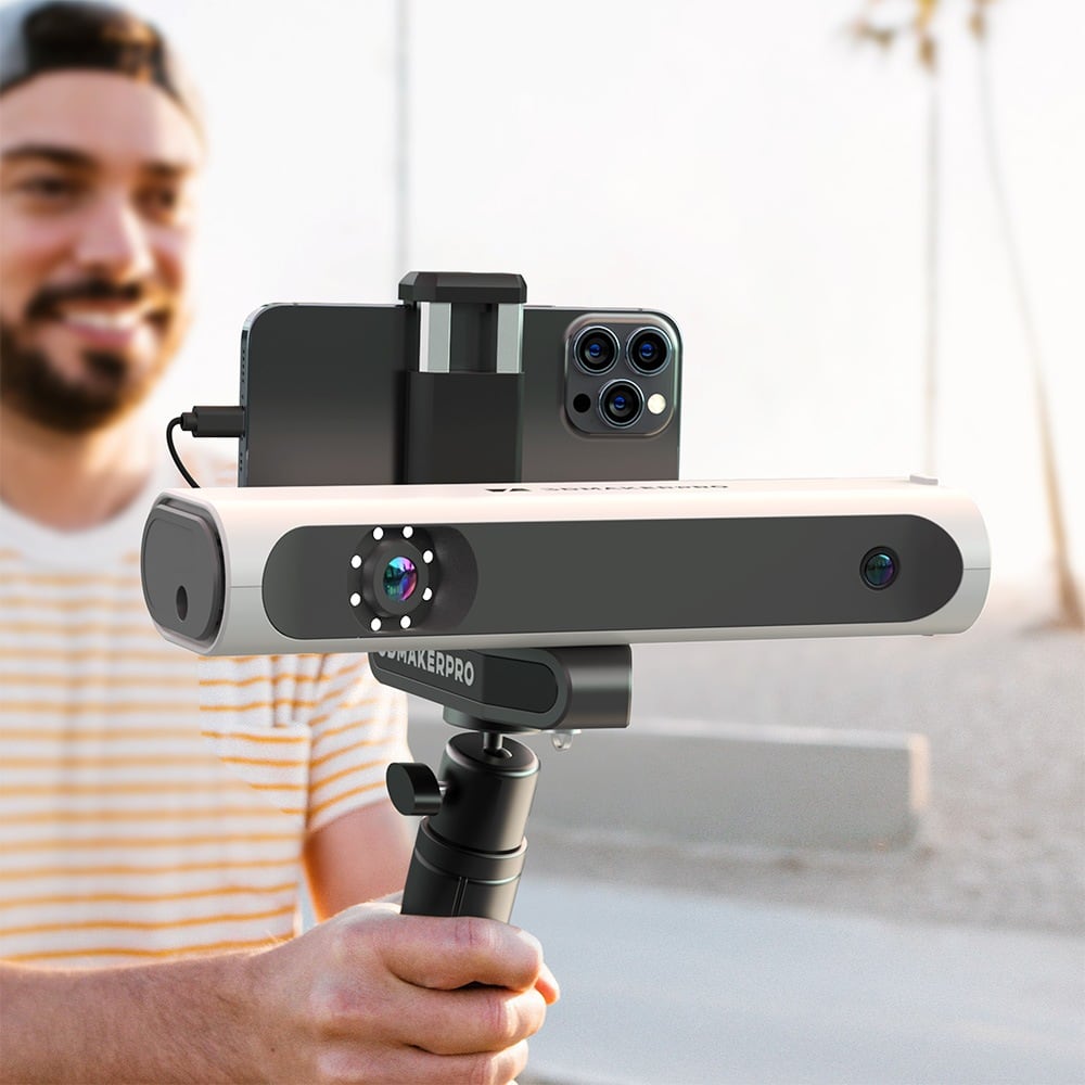 Scanning handheld with a phone mounted