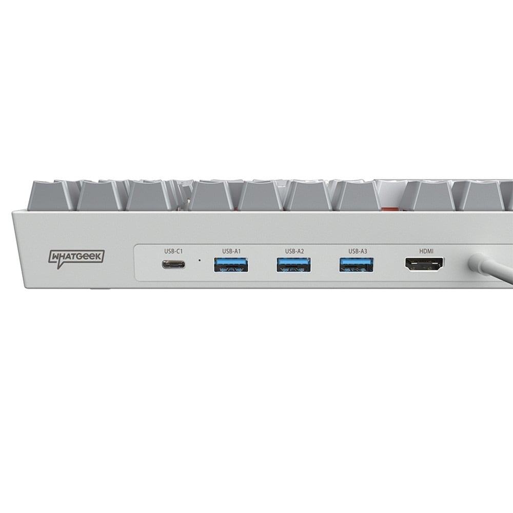 USB-C, three USB-A and HDMI on the back edge