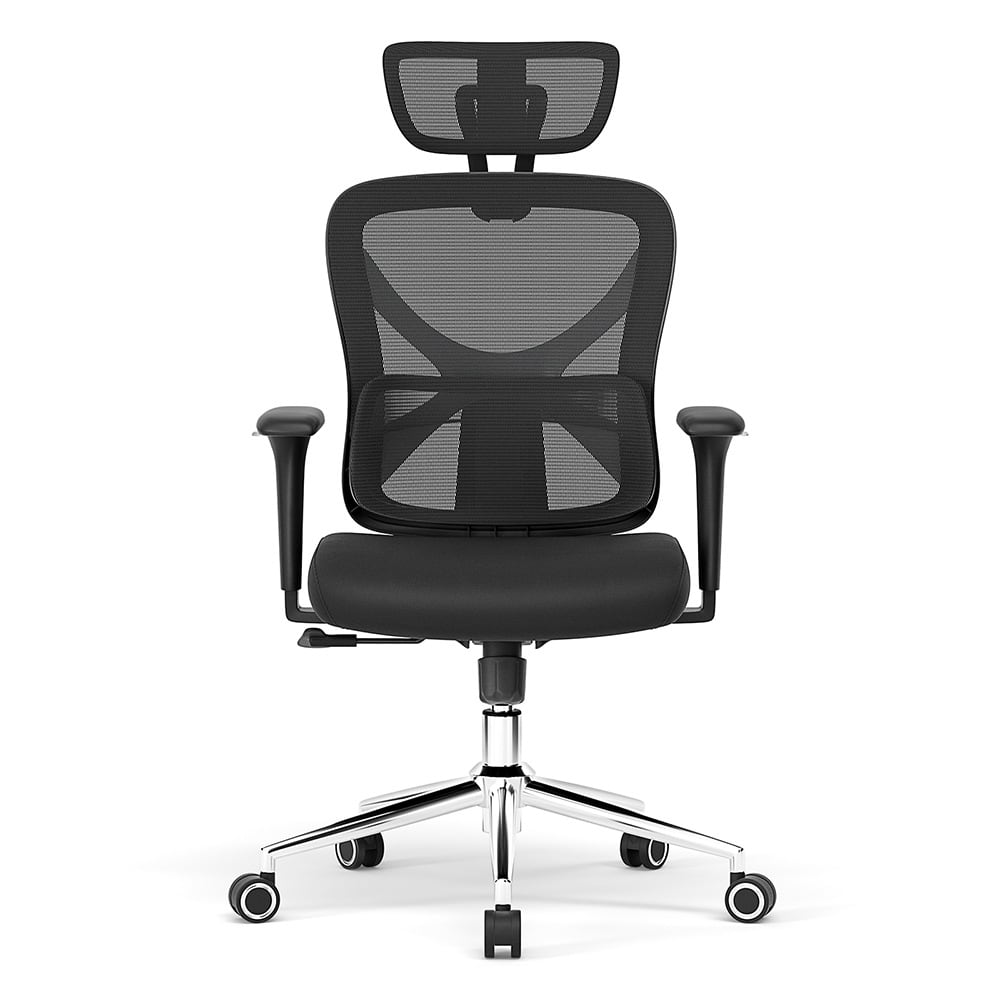 La silla negra con base cromada