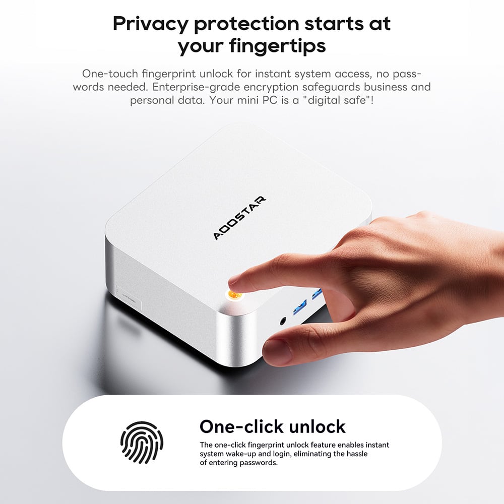 A finger on the fingerprint button