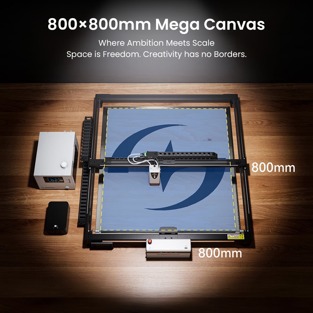 El área de trabajo de 800 × 800 mm