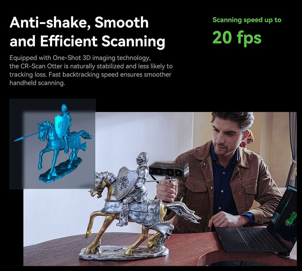 Scanning a knight statue by hand