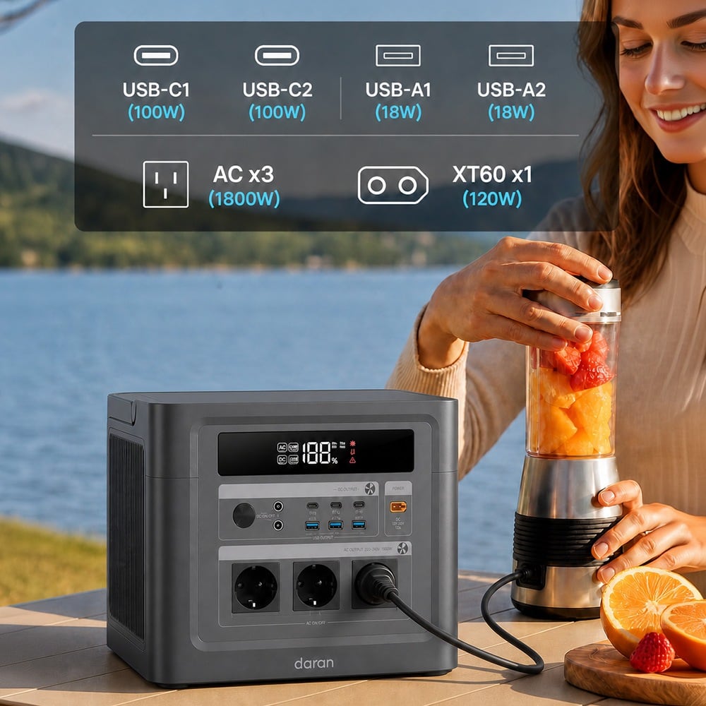Powering a blender by a lake