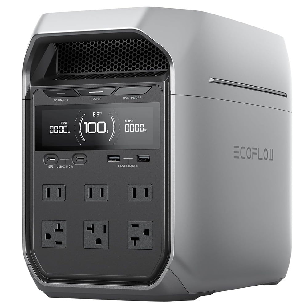 Front of the grey unit and its outlets