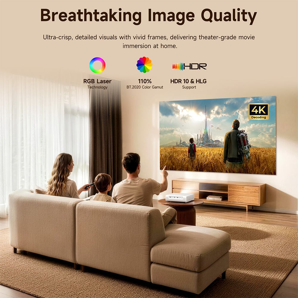 A family watching a film at home