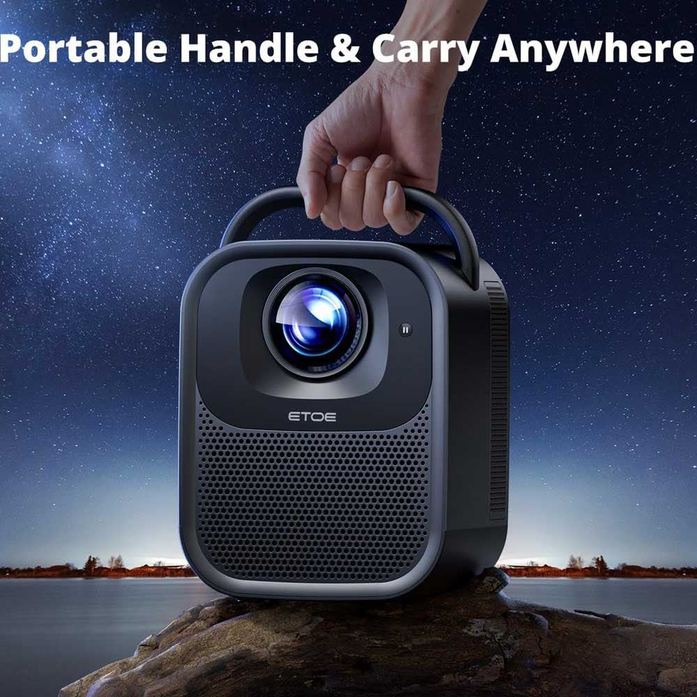 Carried by its handle