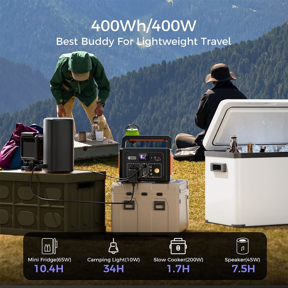Powering a cooler at a campsite