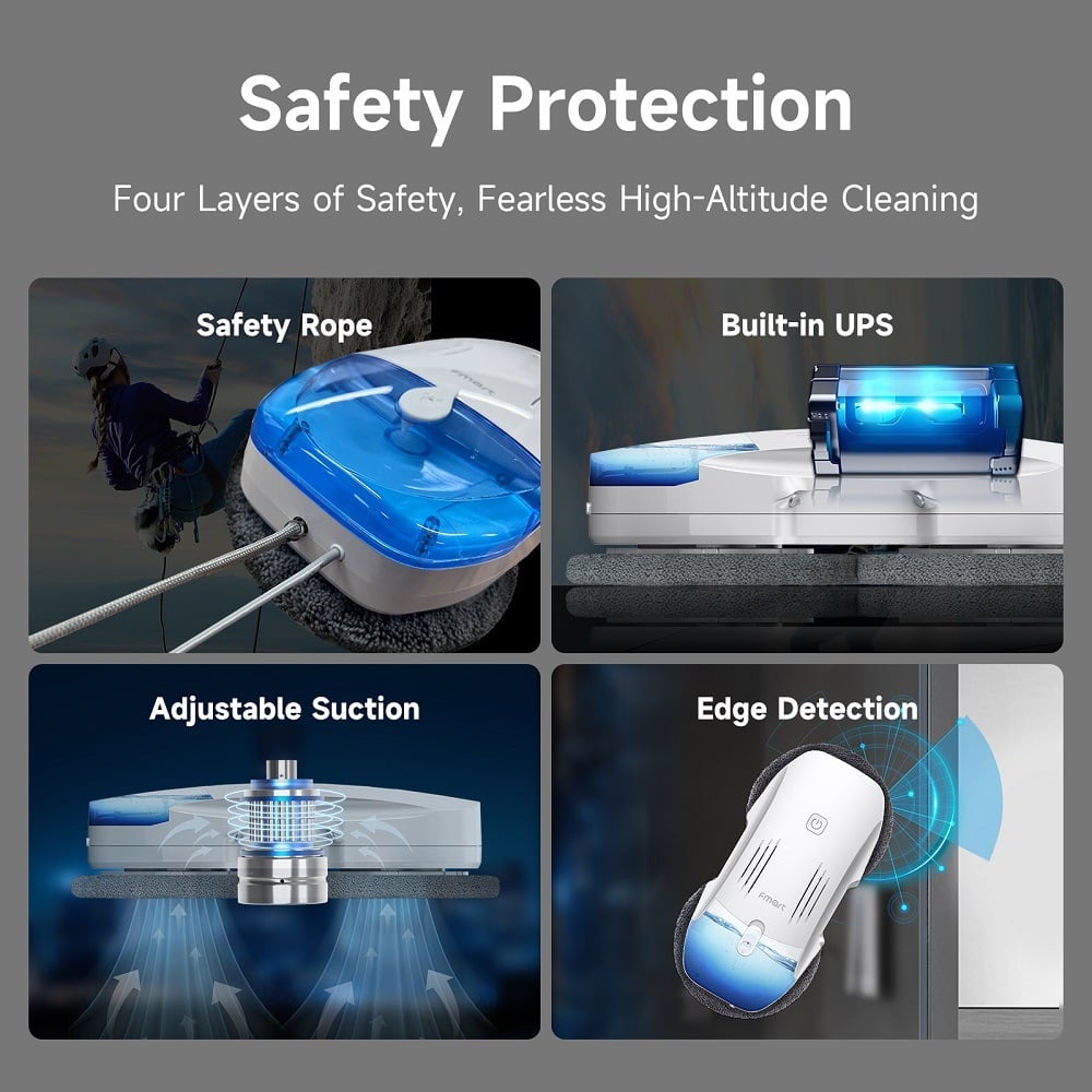 Cuerda de seguridad, SAI, succión ajustable y detección de bordes