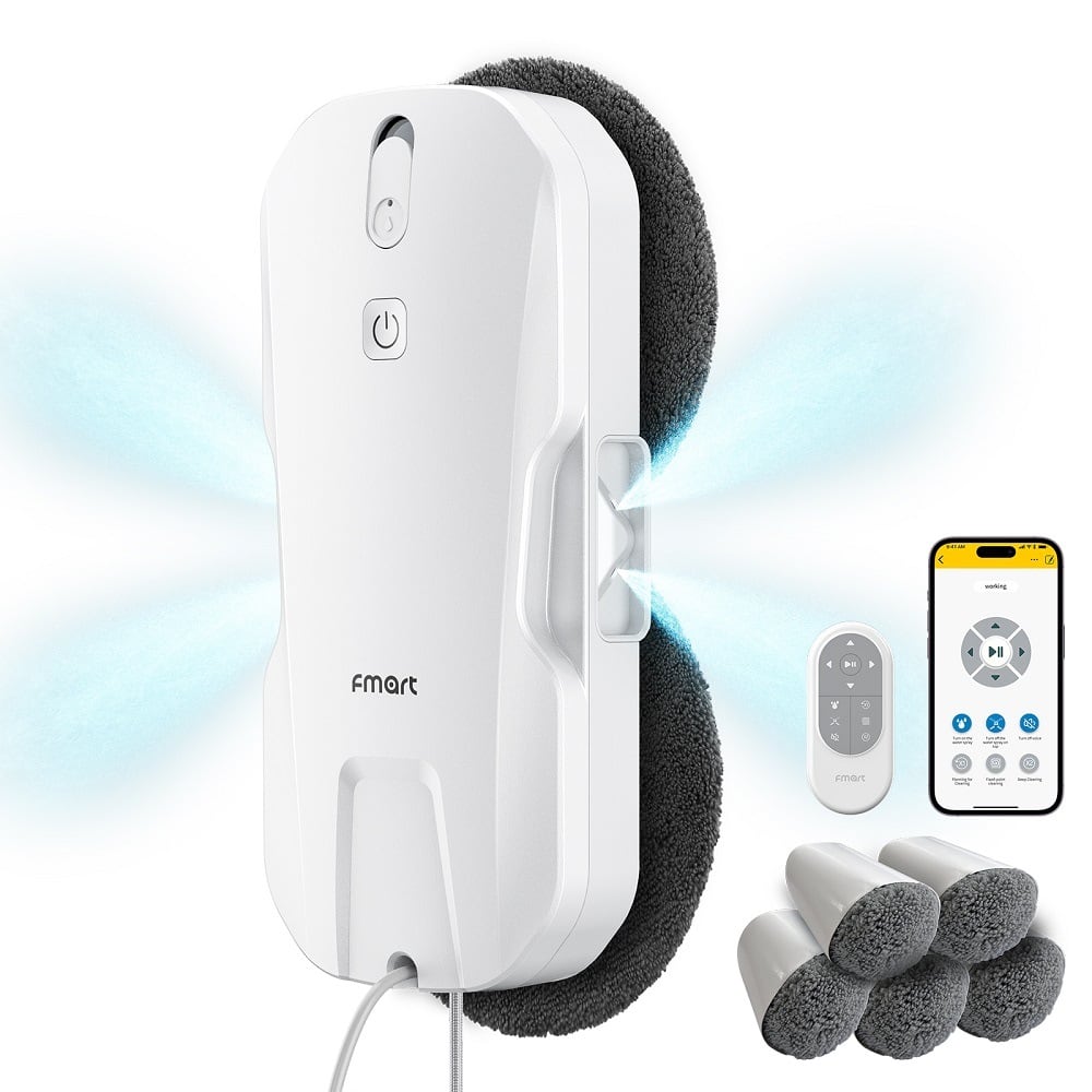 The robot with remote, app and cleaning pads
