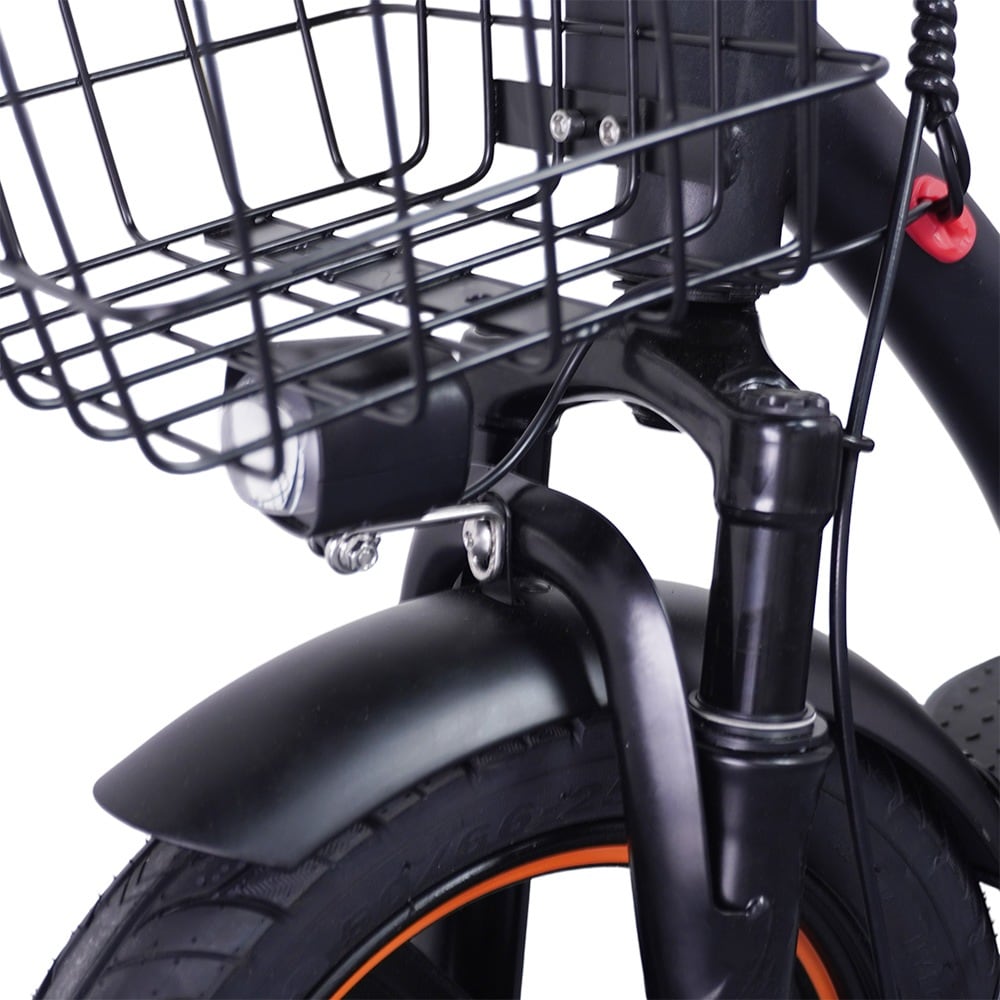 Close-up of the front basket and headlight