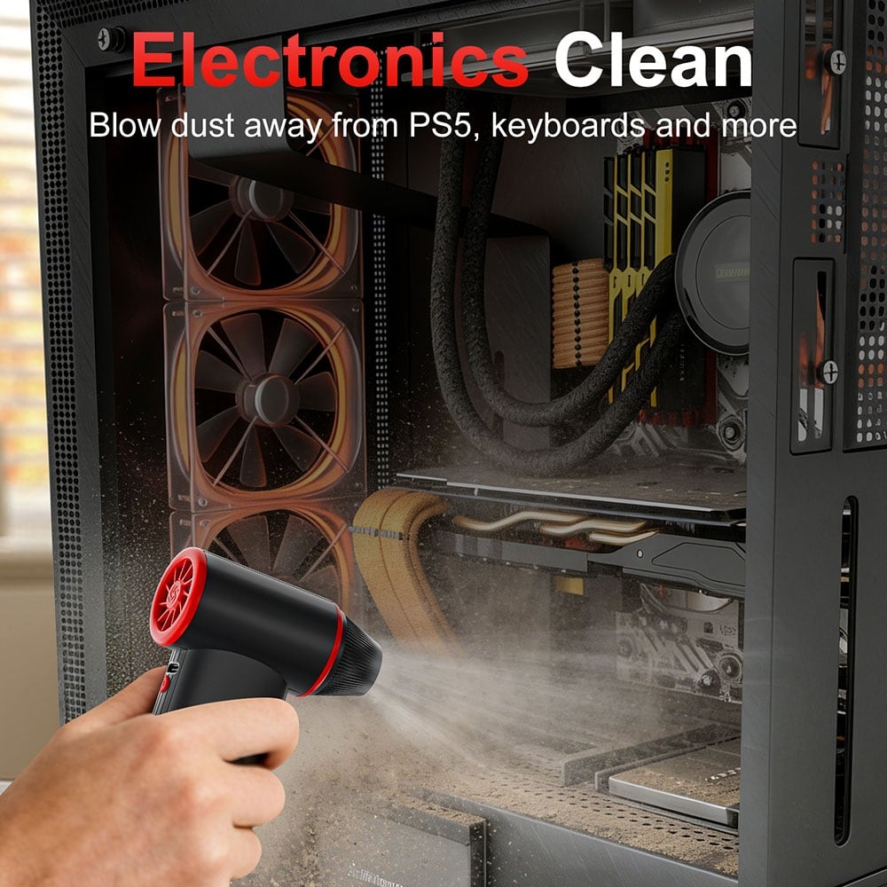 Blowing dust out of a PC case