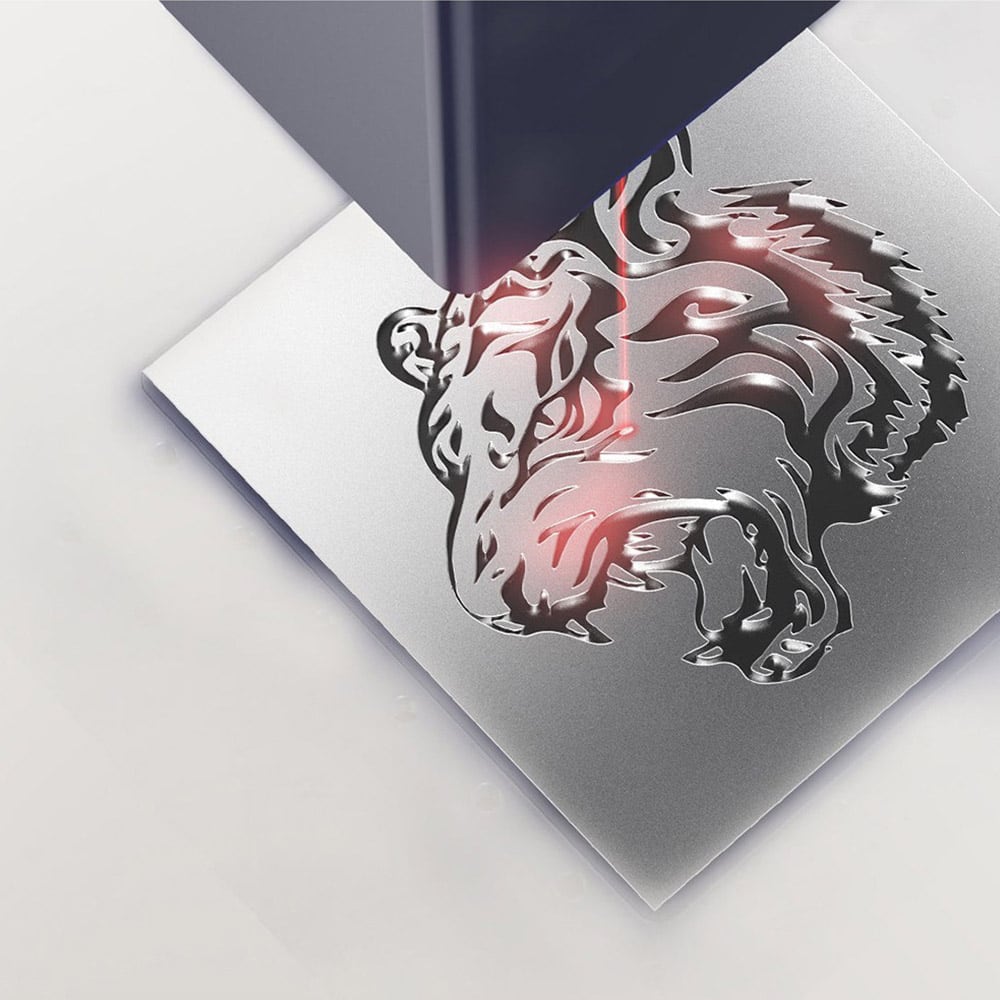 The laser marking a metal plate