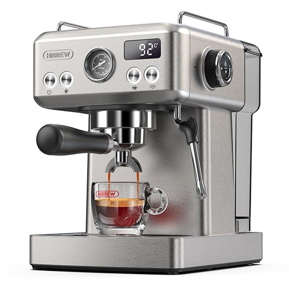 The stainless body with an espresso cup