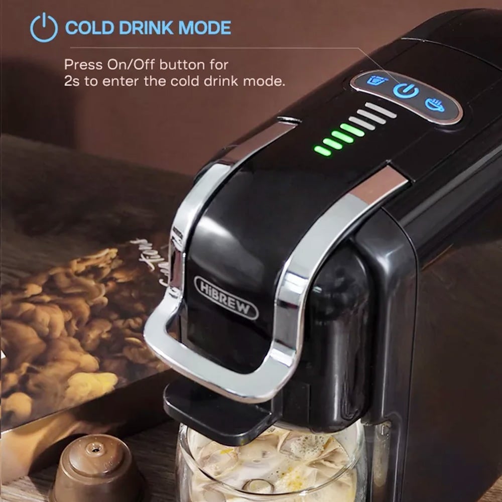 The cold-mode buttons and brew-volume lights