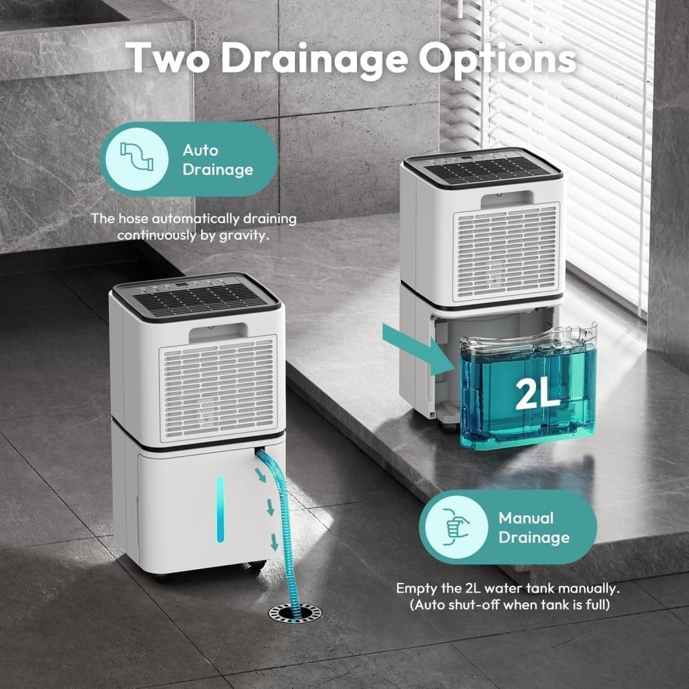 Auto-drain hose and 2 L tank