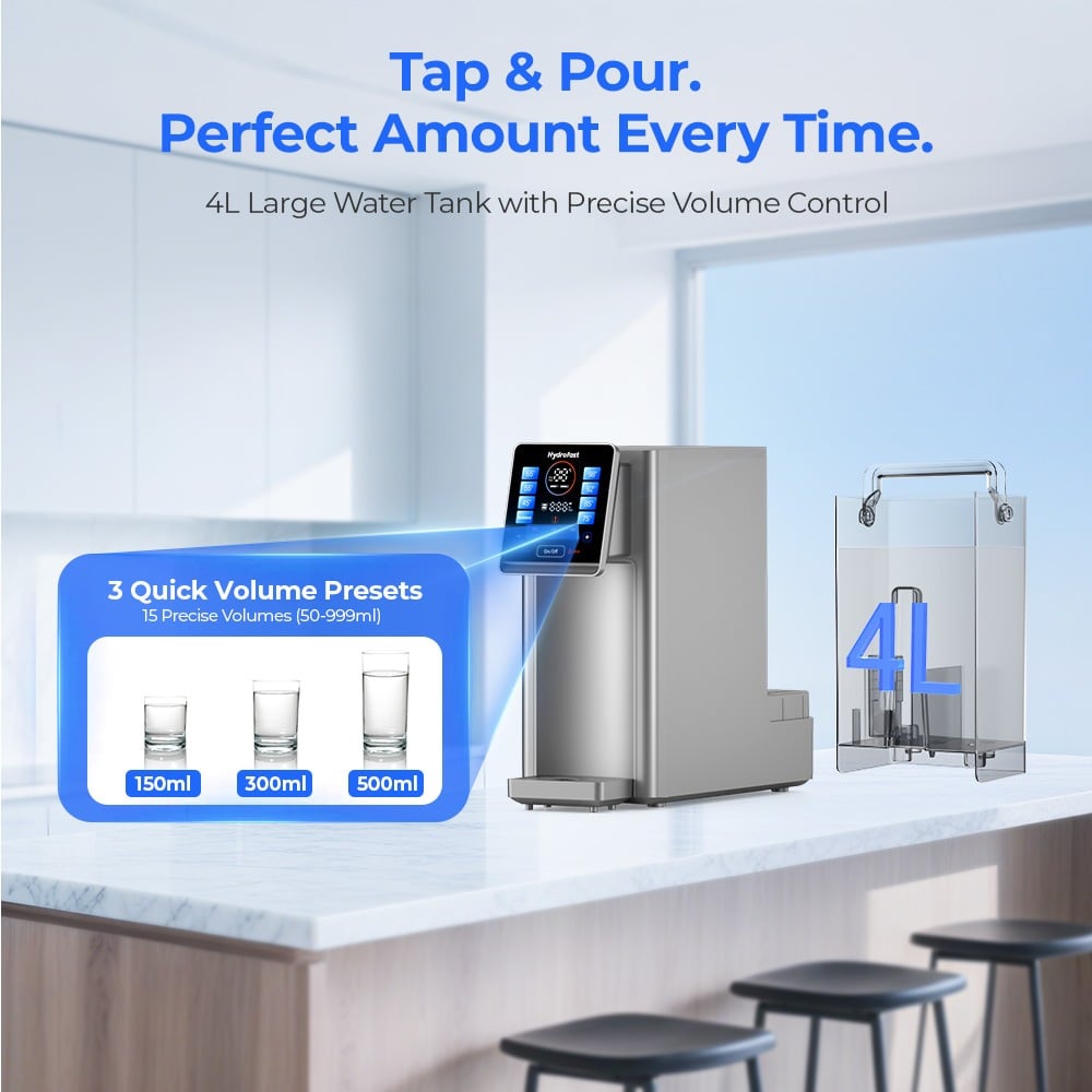 4L 탱크와 150·300·500ml 프리셋