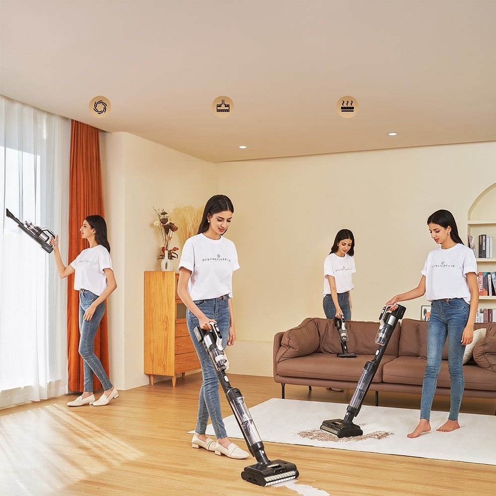 Cleaning around a living room