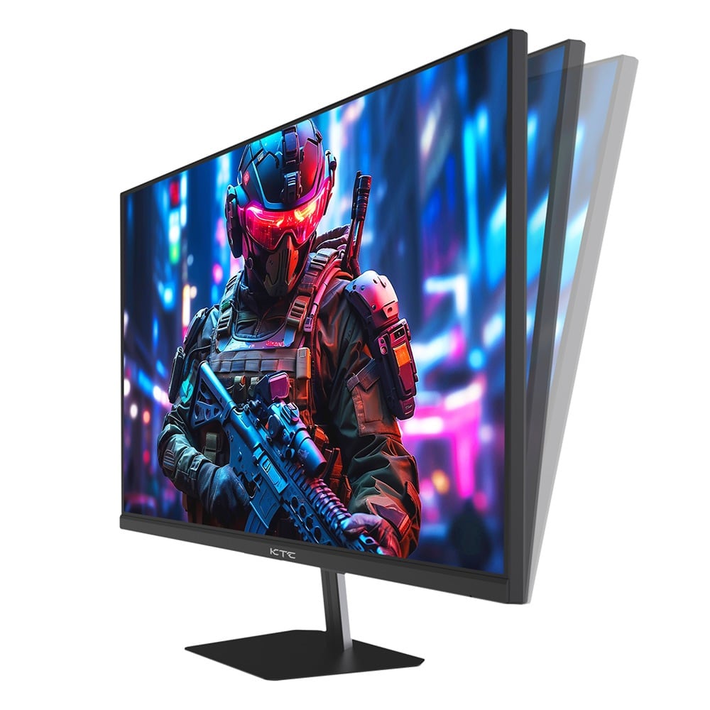 The slim bezels at an angle