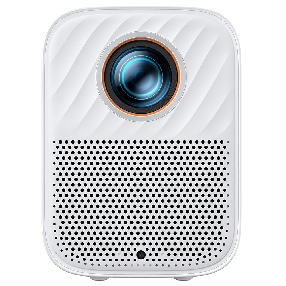 Front view with the orange-ringed lens