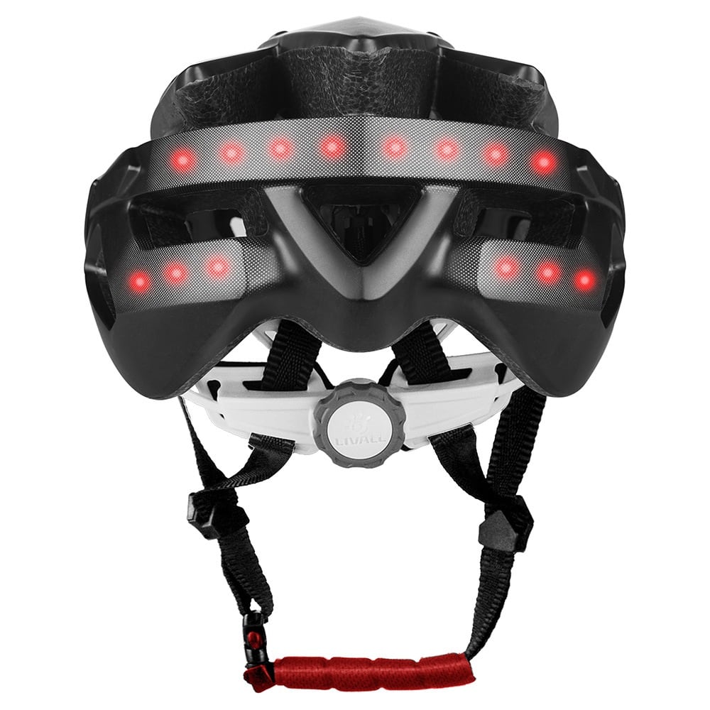 The back with its red LEDs lit