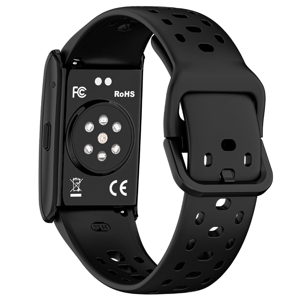 La parte trasera con sensores y correa de silicona