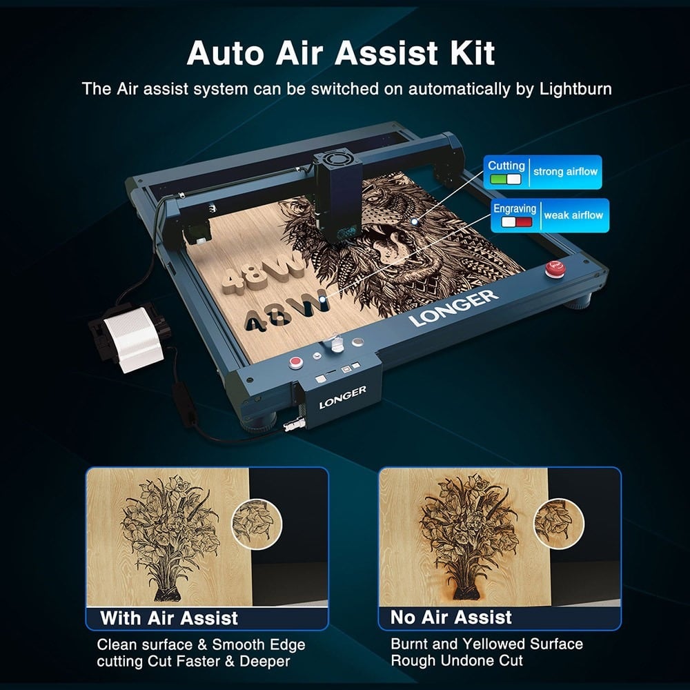 Cuts with and without air assist