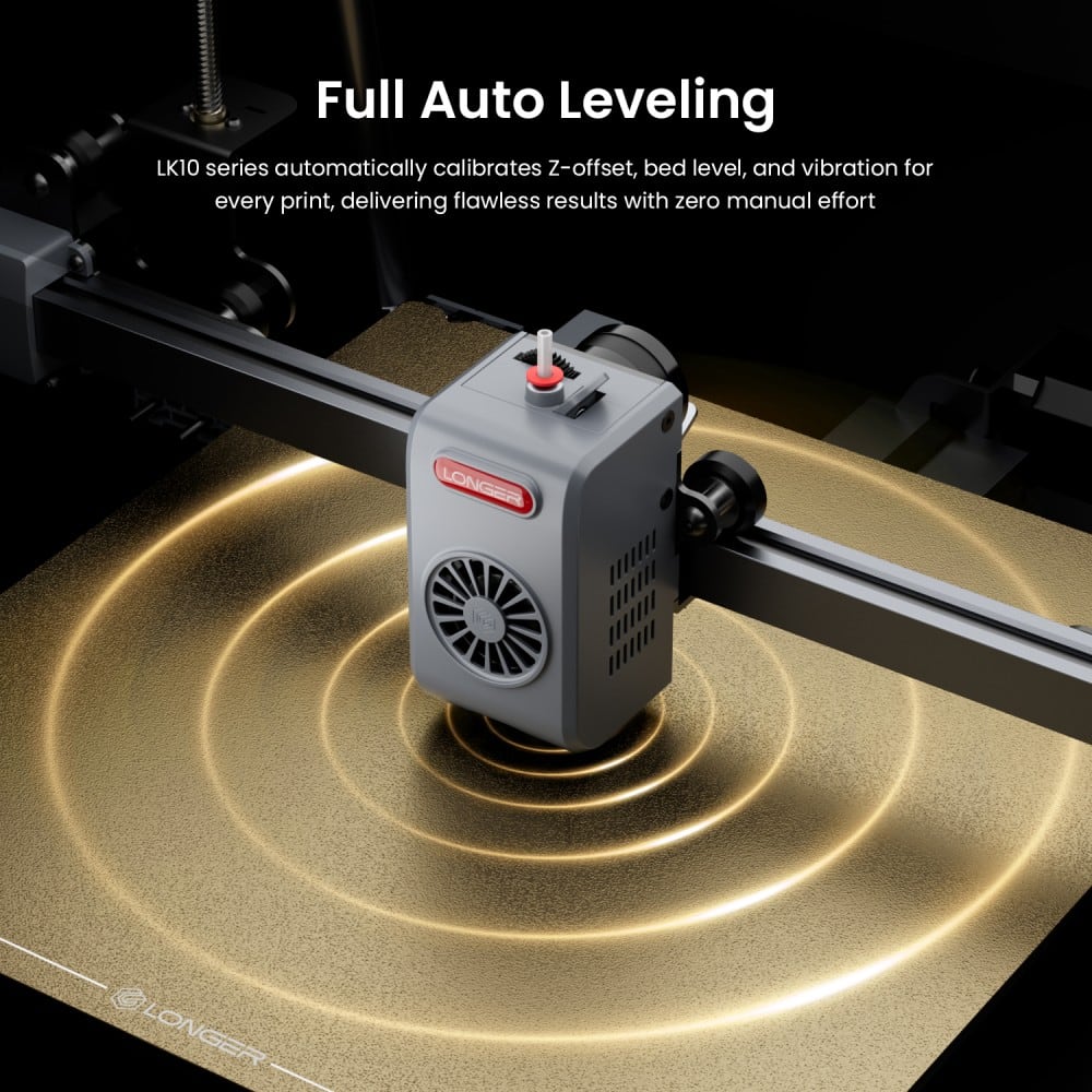 The nozzle auto-levelling the bed