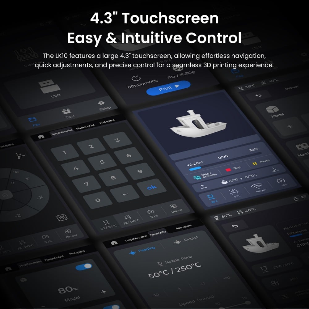 The 4.3-inch touchscreen