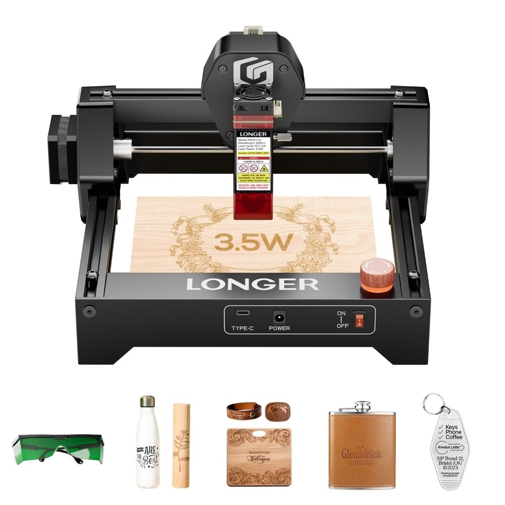The engraver with engraved samples
