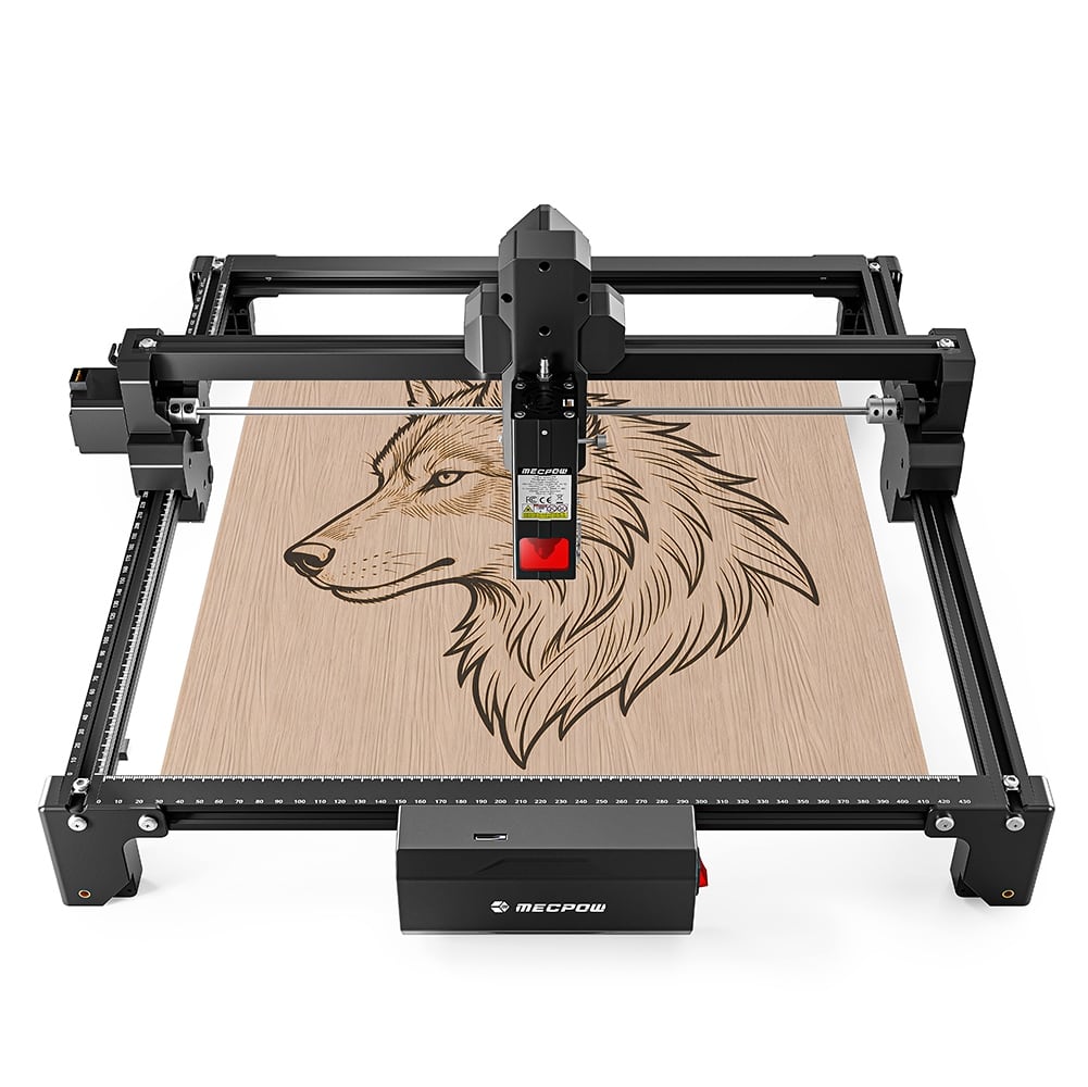 Engraver with a wolf burned into wood