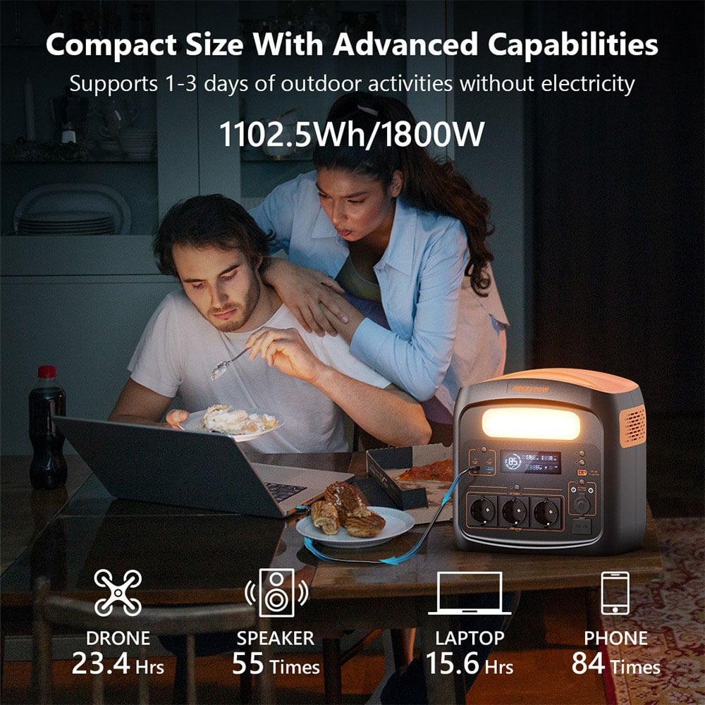Powering a laptop at the dinner table