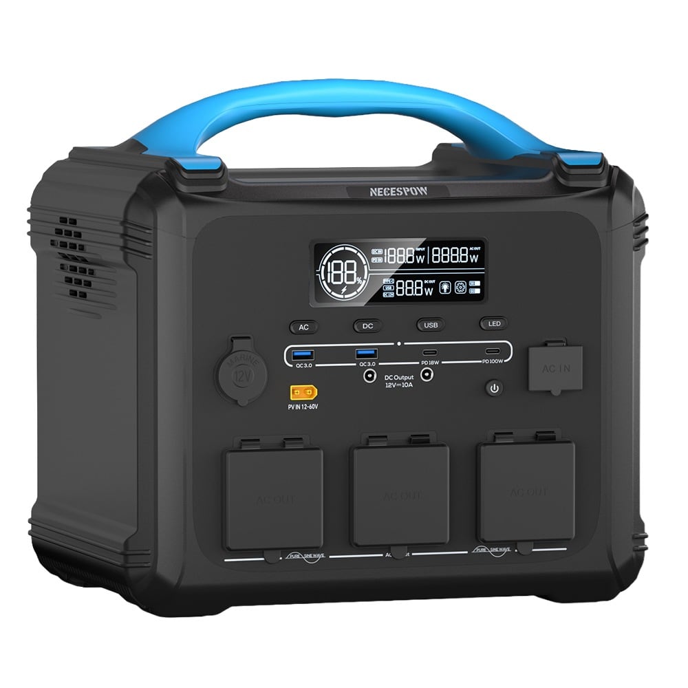 The unit with its blue handle
