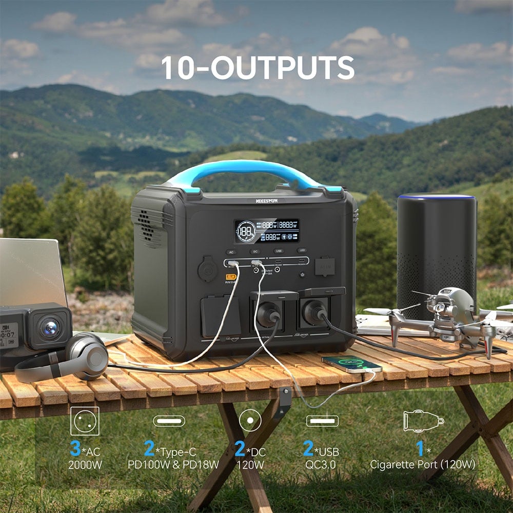 Charging several devices on a camping table